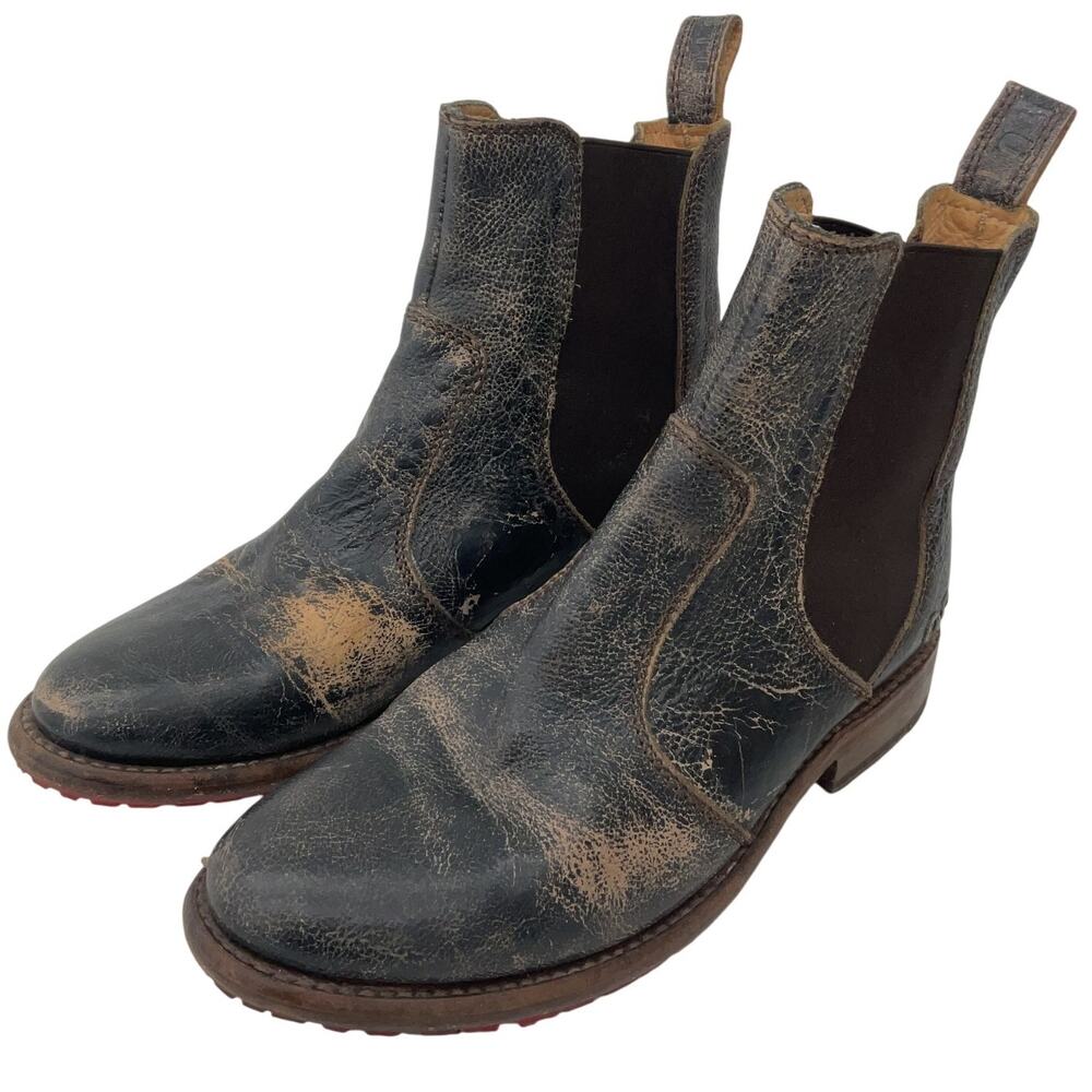 BED|STU Distressed Black and Brown Leather Chelsea Ankle Boots